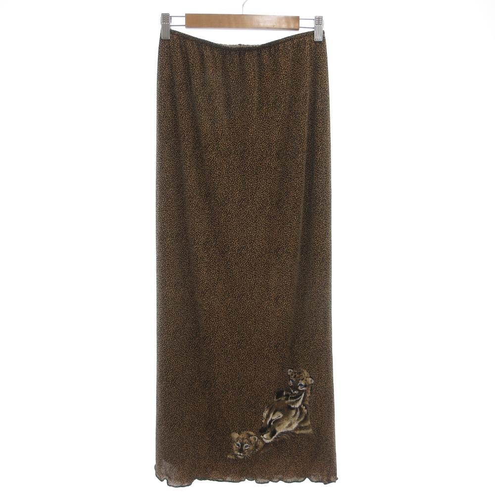 イタリヤ 伊太利屋 タイトイージースカート ロング マキシ レオパード