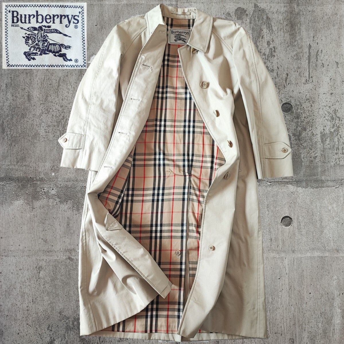 美品 Burberrys 90s 白タグ バーバリー ステンカラーコート ノバ