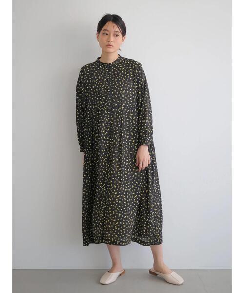 セール】スタンドカラーフラワープリントワンピース ＊（ワンピース