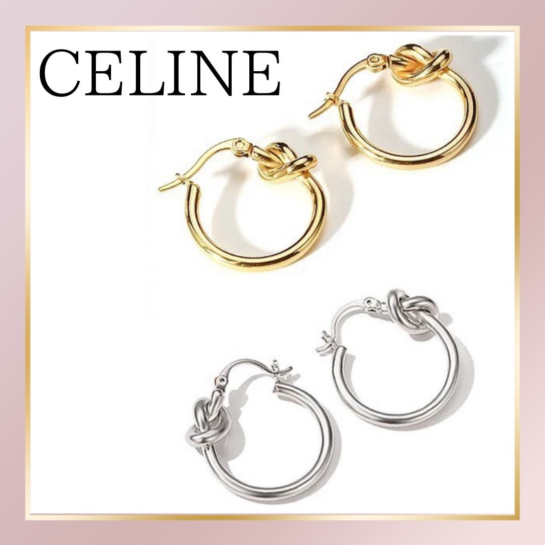 CELINE】ノット スモールフープ ピアス ギフト (CELINE/ピアス