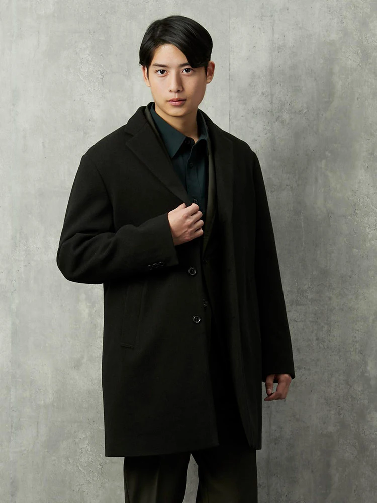 ネイビー TOKYO RUN プチプラ チェスターコート ブラック/ネイビー