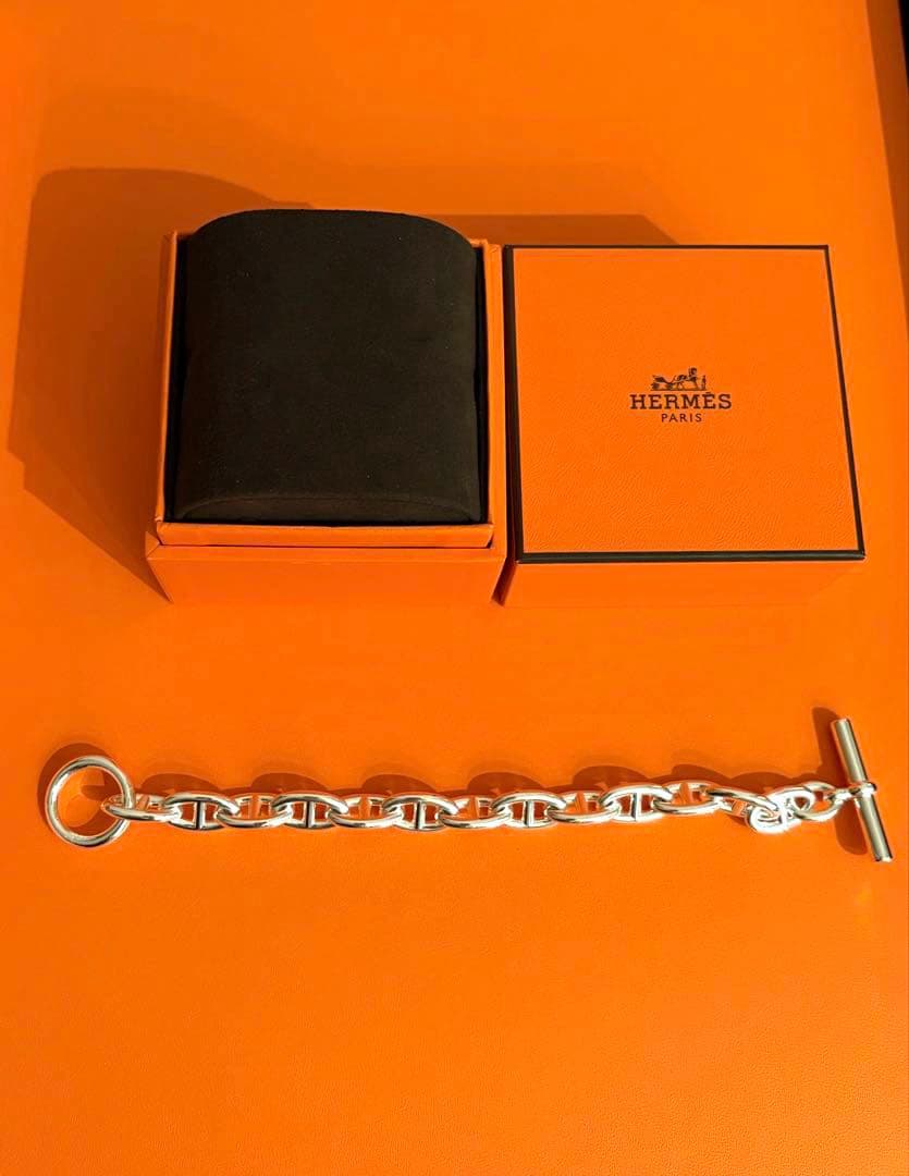 新品 エルメス HERMES シェーヌダンクル GM 13コマ ブレスレット VINTAGE HERMES Chaine d'Ancre Bracelet GM 13 Links Silver 800