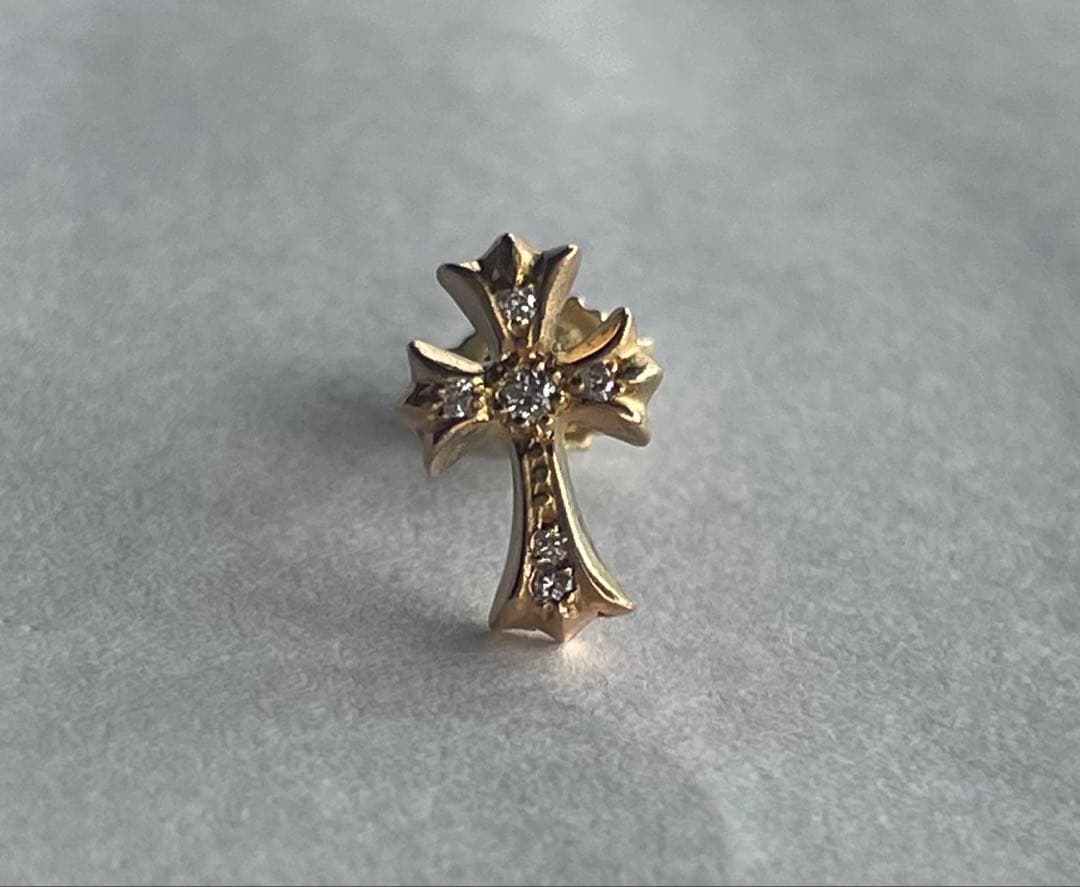 22k 6Pダイヤ クロスピアス プラス 22金 パヴェダイヤ CHROME HEARTS クロムハーツ ベビーファット クロス ピアス 22k パヴェ