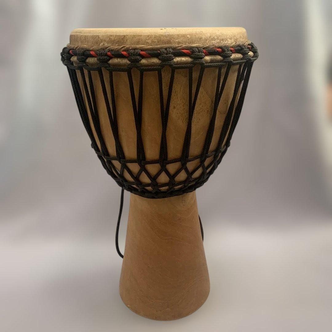 ジャンベ　木製民族打楽器 高さ：約30cm〕素朴な木の風合いが魅力 プレーン ジャンベ｜バリ島の