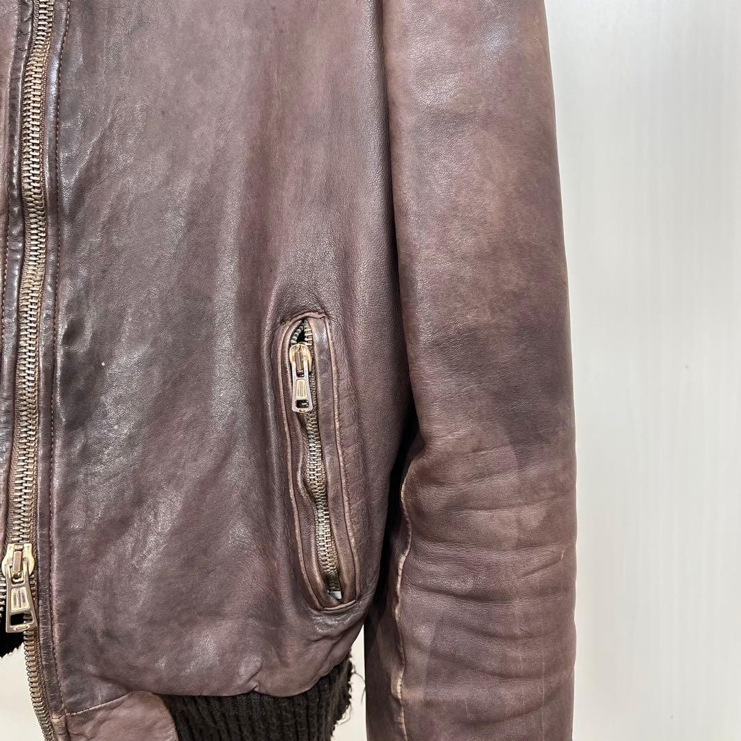 GIORGIO BRATO ビンテージ加工 ラムレザージャケット 48 - メルカリ